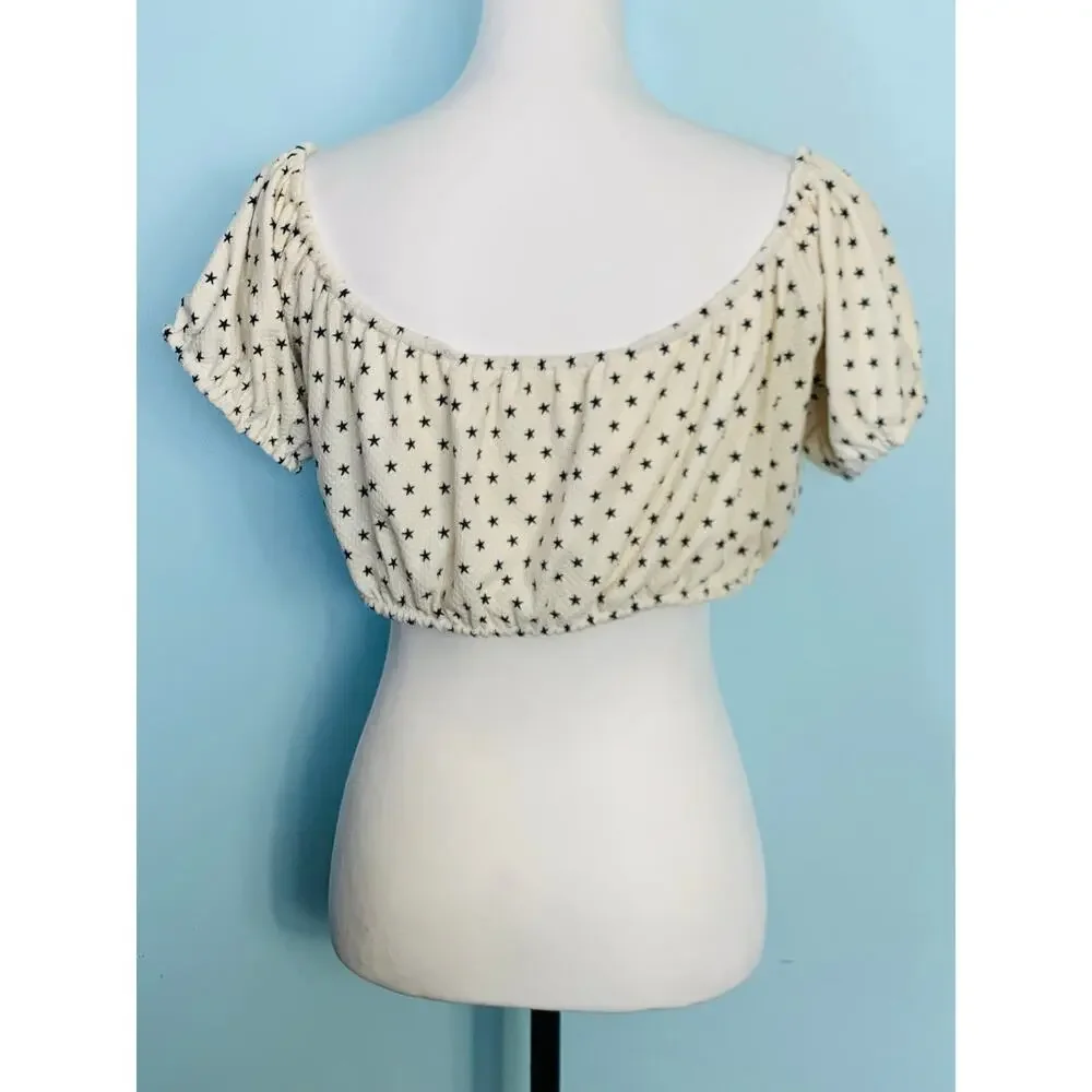 Lovers + Friends Just Don't Care Swim Off-the Shoulder Top in Star Print Size XL - Picture 5 of 7